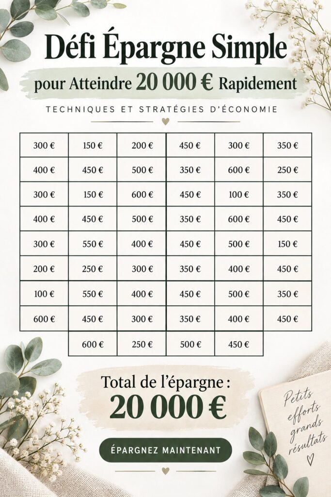 Femme souriante planifiant son défi d'épargne pour économiser 20 000 €