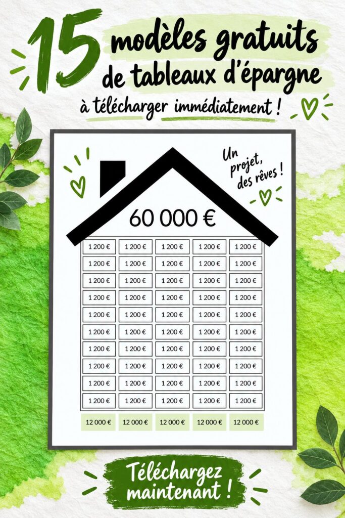 Modèles de suivi d'épargne gratuits illustrés sur un bureau en bois