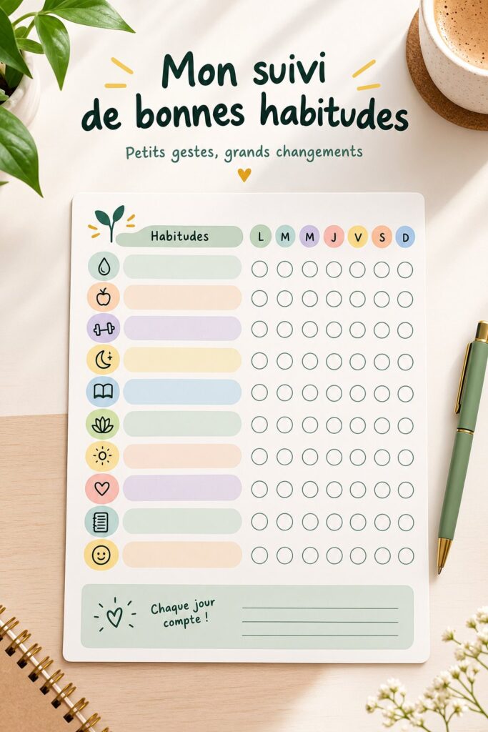 Une femme utilisant un habit tracker pour suivre ses habitudes personnelles, symbole de motivation et de succès