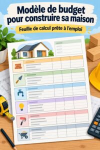 Modèle de budget pour la construction d'une maison, outil pratique pour les finances personnelles.