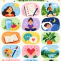 Femme méditant dans un cadre paisible, illustrant l'importance des habitudes pour le bonheur.