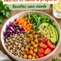 Un plat coloré de déjeuner végétarien nutritif avec légumes et céréales
