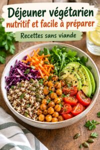 Un plat coloré de déjeuner végétarien nutritif avec légumes et céréales