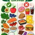 Image de diverses options alimentaires saines et non saines pour illustrer le sujet de l'évaluation des choix alimentaires.