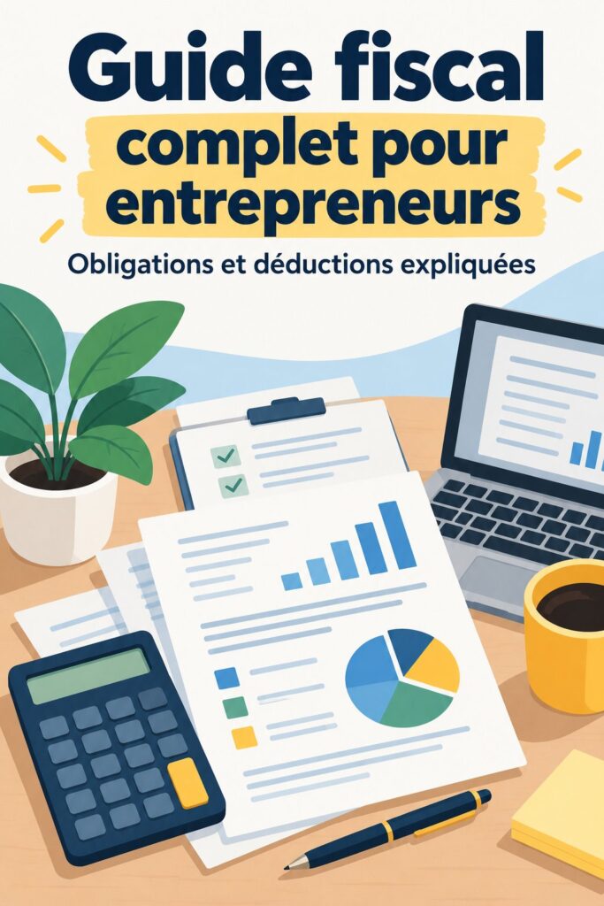 Une femme entrepreneuse consultant des documents fiscaux à son bureau.