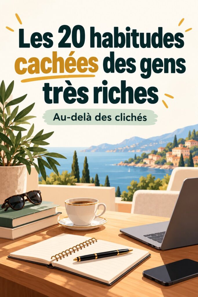 Illustration d'une femme riche adoptant des habitudes de vie inspirantes