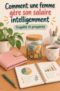 Femme souriante examinant des documents financiers avec un ordinateur portable, représentant la gestion de salaire.