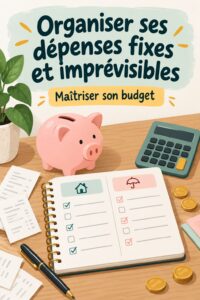 Femme souriante organisant son budget personnel avec des post-it et un ordinateur.