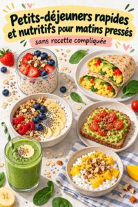 Une assiette de petit-déjeuner fruité et coloré, représentant des options nutritives faciles à préparer.