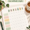 Femme heureuse planifiant ses habitudes dans un carnet