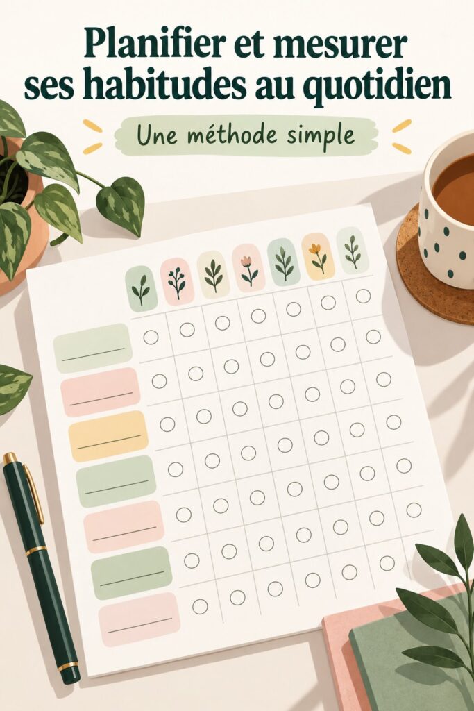 Femme heureuse planifiant ses habitudes dans un carnet