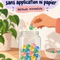 Un simple graphique illustrant le suivi des habitudes sans numérique, avec des couleurs apaisantes.
