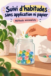 Un simple graphique illustrant le suivi des habitudes sans numérique, avec des couleurs apaisantes.